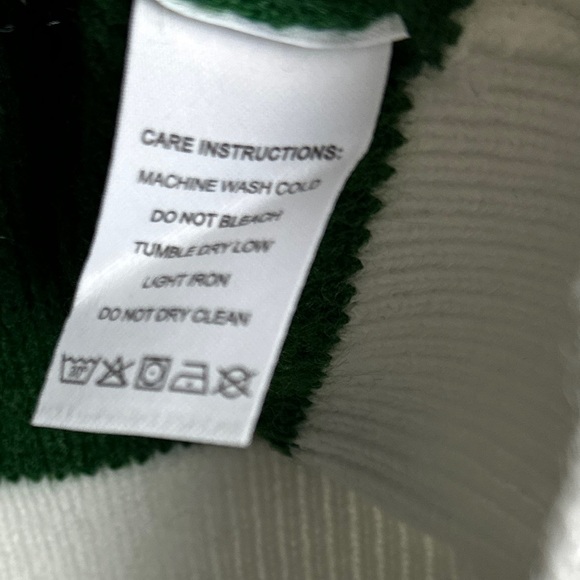 NEW Cardigan Sweater Women's XL Green White Turtleneck Knit Sweater - Picture 4 of 7